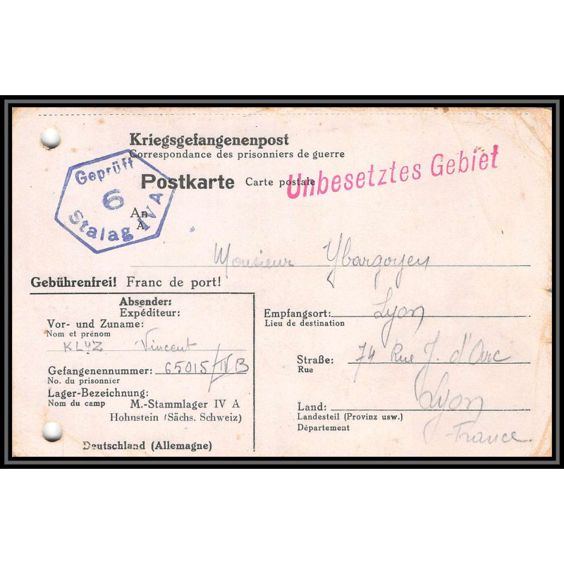 099692 stalag 4a kriegsgefangenenlager 1942 lyon prisonniers allemagne germany lettre cover