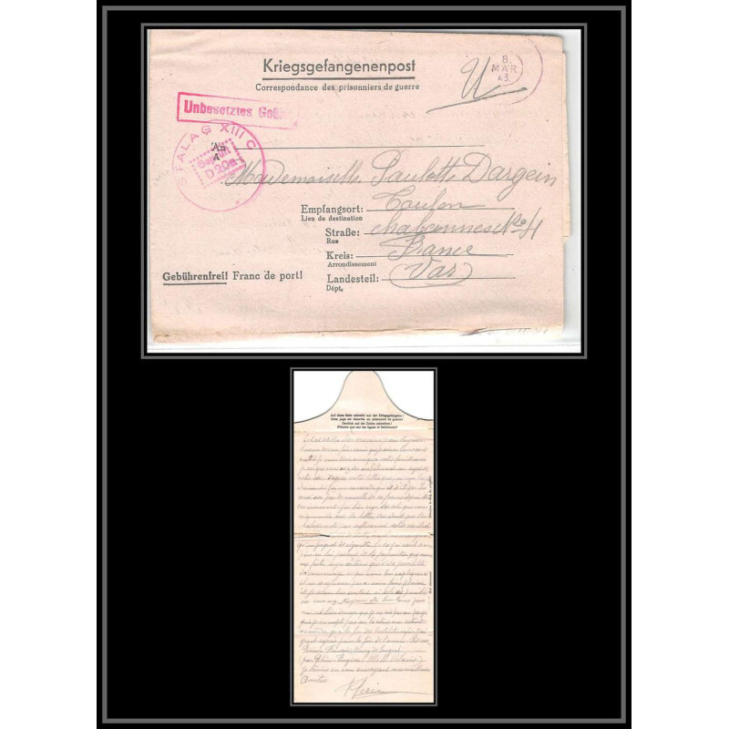 099699 stalag 13c kriegsgefangenenlager 1943 toulon var prisonniers allemagne germany lettre cover