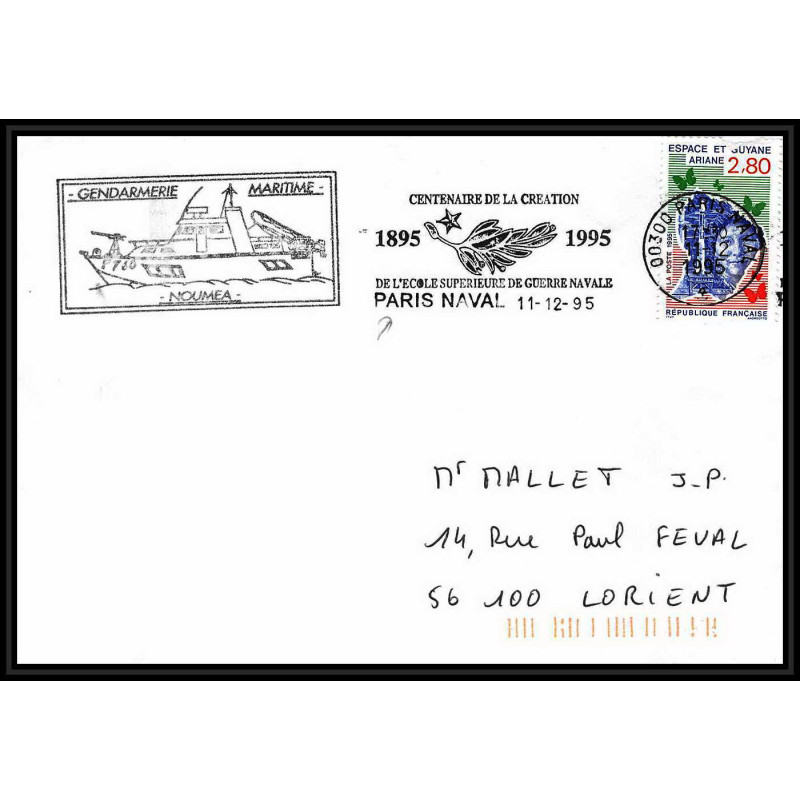 099713 gendarmerie maritime noumea 1995 france naval navale lettre cover