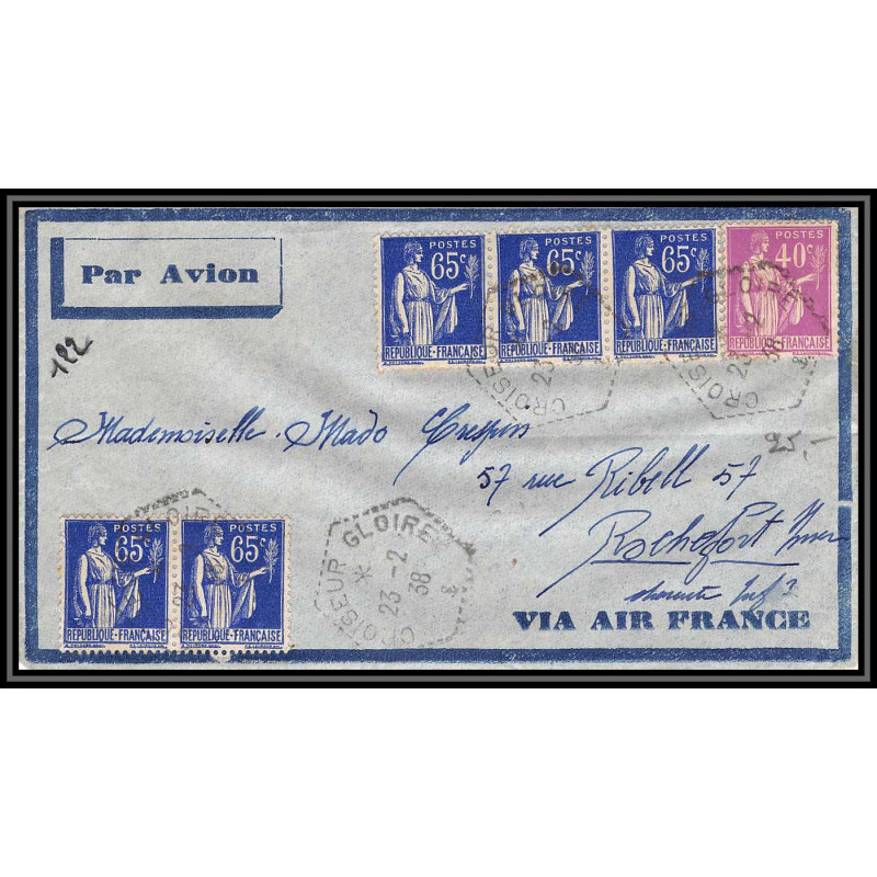 099746 agence postale embarquée croiseur gloire 1938 par avion rochefort charente france naval navale lettre cover