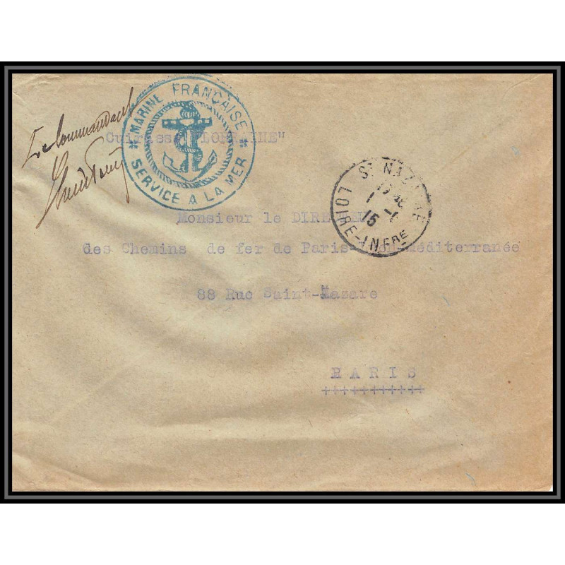 099813 agence postale embarquée Lorraine cuirassé st nazaire 1915 france naval navale lettre cover
