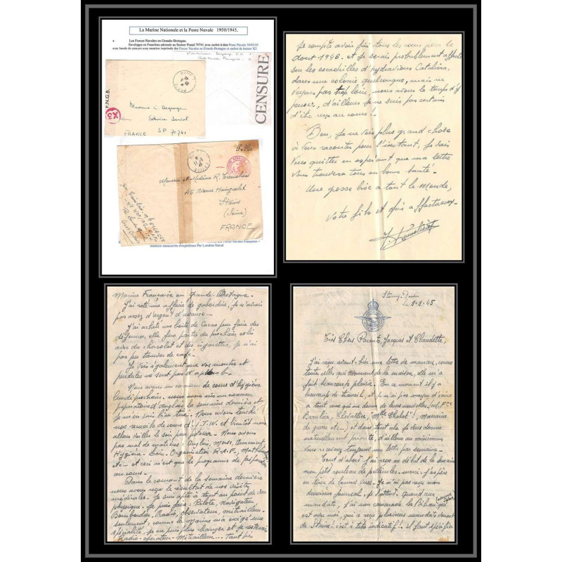 099822 england FNGB force navales LAC censure 1945 france naval navale lettre cover