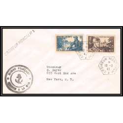 099825 griffe croiseur MONTCALM 1943 marine france naval navale lettre cover