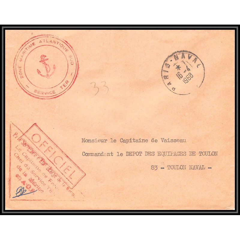 099841 marine colonies zone maritime atlantique sud 1960 signé naval navale lettre cover