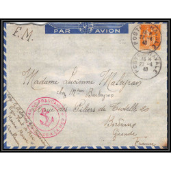 099849 mesures tarifaires par avion 1940 sénagal maroc france naval navale lettre cover