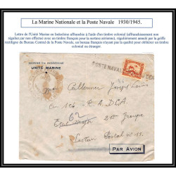 099877 par avion unité marine en indochine france naval poste navale lettre cover