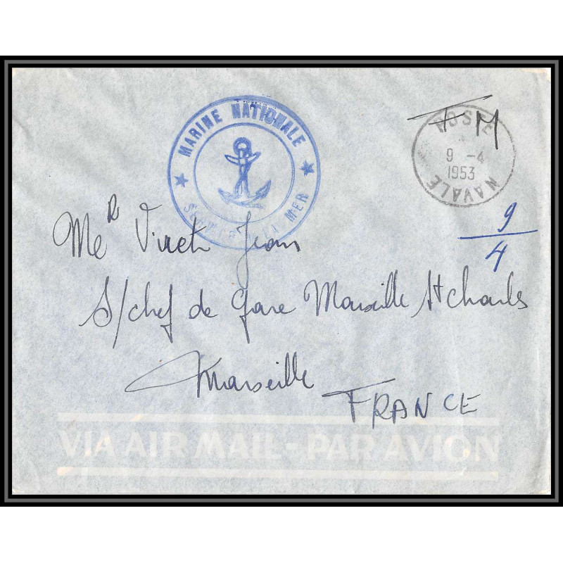 099885 saigon 1953 guerre indochine marseille france naval navale lettre cover