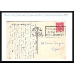 099900 marque de propagande flamme notre empire veut une marine forte 1939 lyon france naval navale carte postcard