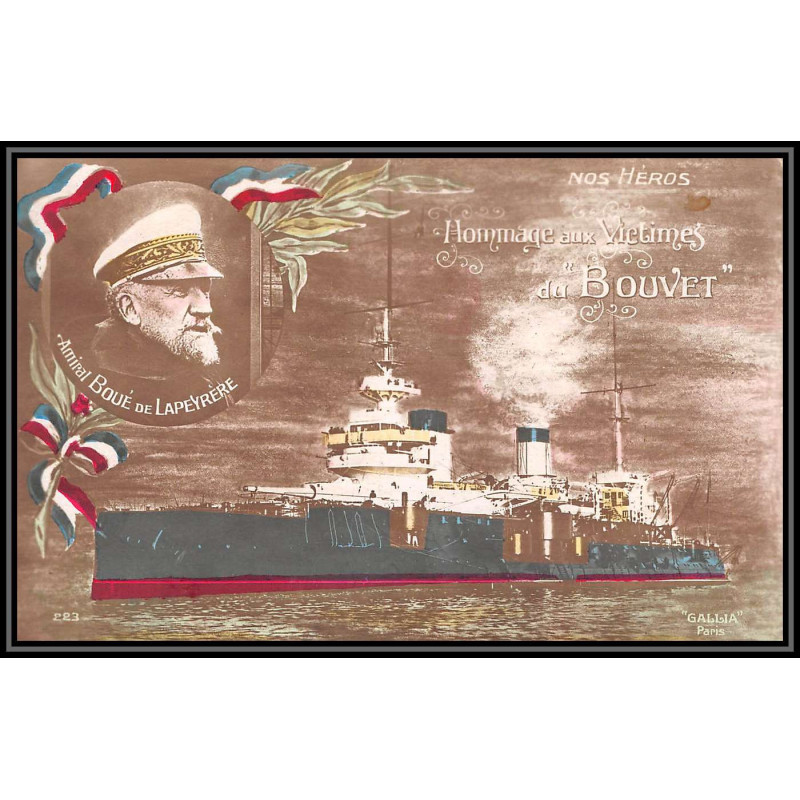 099909 hommage aux victimes du Cuirassé bouvet amriral boué de la peyrere 1915 france naval navale lettre cover