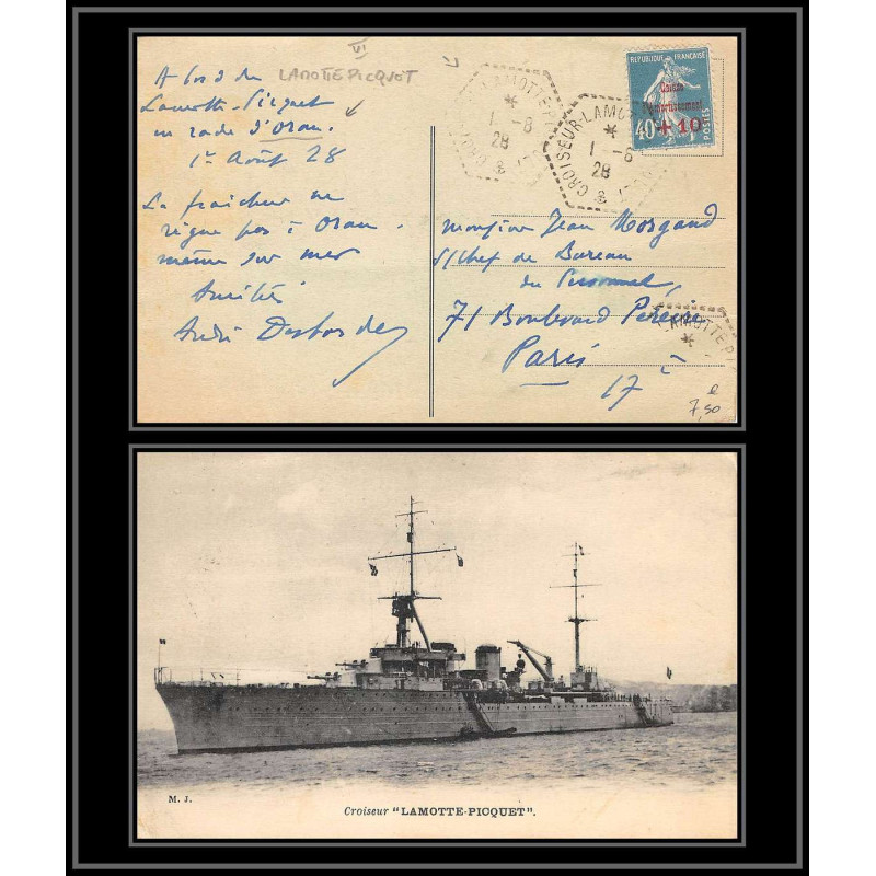 099922 croiseur lamotte-picquet rade d'oran algérie 1929 caisse amortissement france naval navale carte postcard