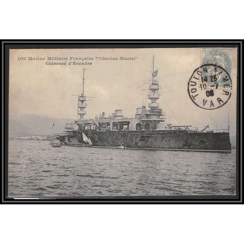 099957 cuirassé charles martel toulon 1906 france naval navale carte postcard
