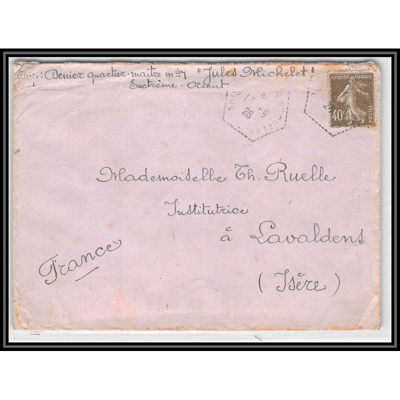 099995 croiseur cuirassé jules michelet 1926 lavaldens isère france naval navale lettre cover