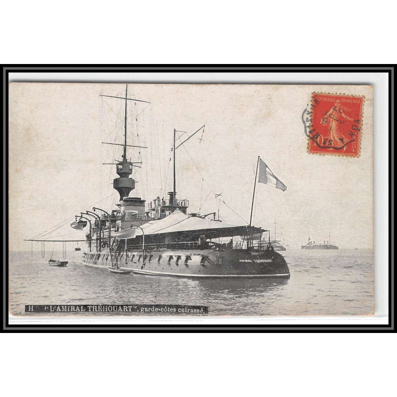 100000 Amiral Tréhouart garde cotes cuirassé 1907 feurs loire france naval navale carte postcard