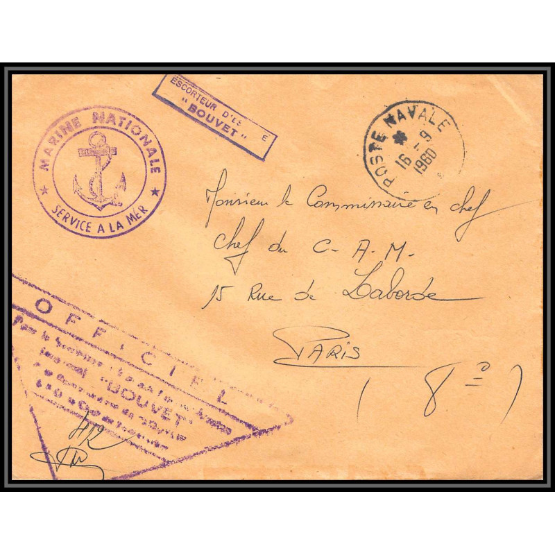 100038 Escorteur d'escadre Bouvet 1960 france naval navale lettre cover