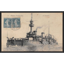 100043 Brennus (cuirassé) cachet or pour grosville france naval navale carte postcard
