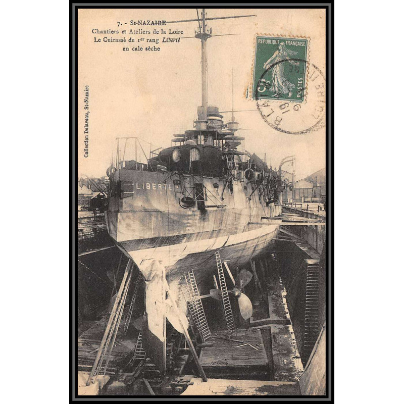 100045 cuirassé liberté en cale sèche blain 1911 france naval navale carte postcard
