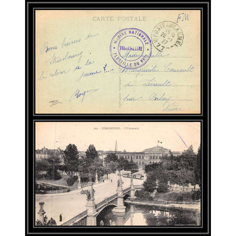 100073 marine nationale flottille du rhin 1917 Lavault-de-Frétoy france naval navale carte postcard