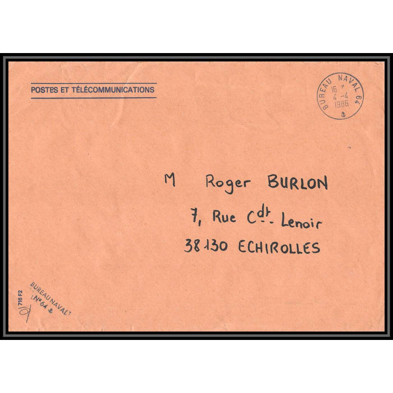 100110 bureau naval 64 716 f2 france naval navale lettre cover