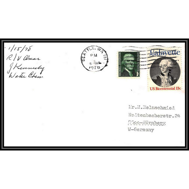 100188 15/1/1978 seattle usa naval navale lettre cover