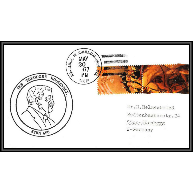 100189 uss theodore roosevelt 1977 ssbn 600 usa naval navale lettre cover