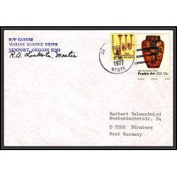 100198 r/v cayuse marine science drive signed 1977 usa naval navale lettre cover