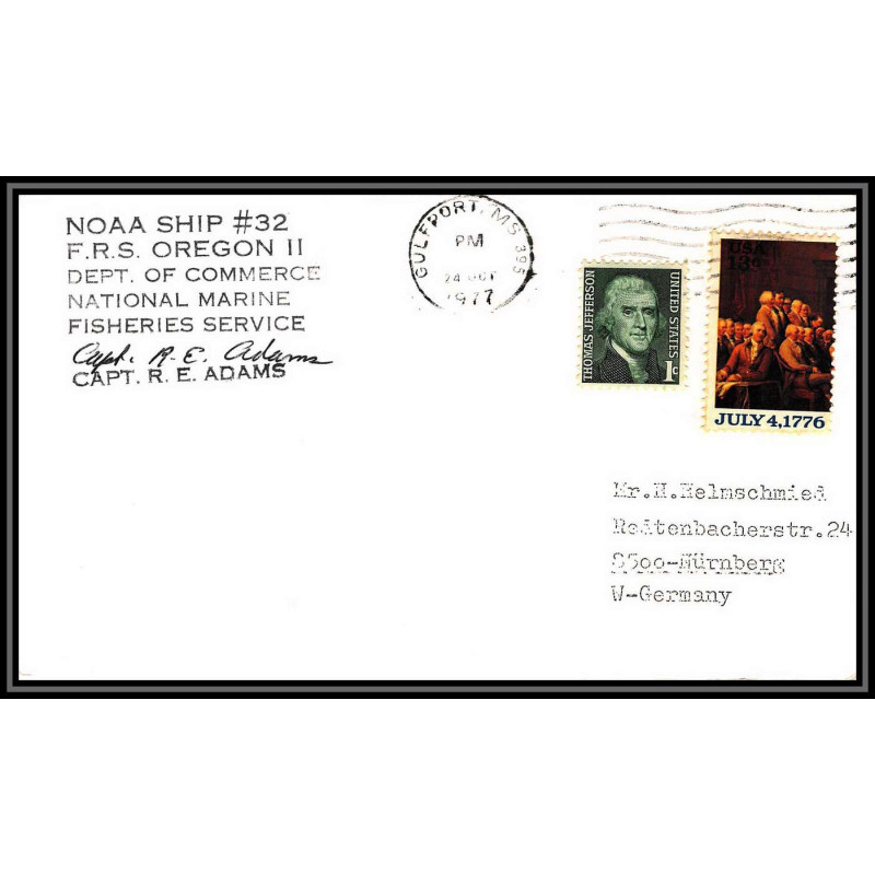 100200 frs oregon 2 noaa ship signed 1977 usa naval navale lettre cover