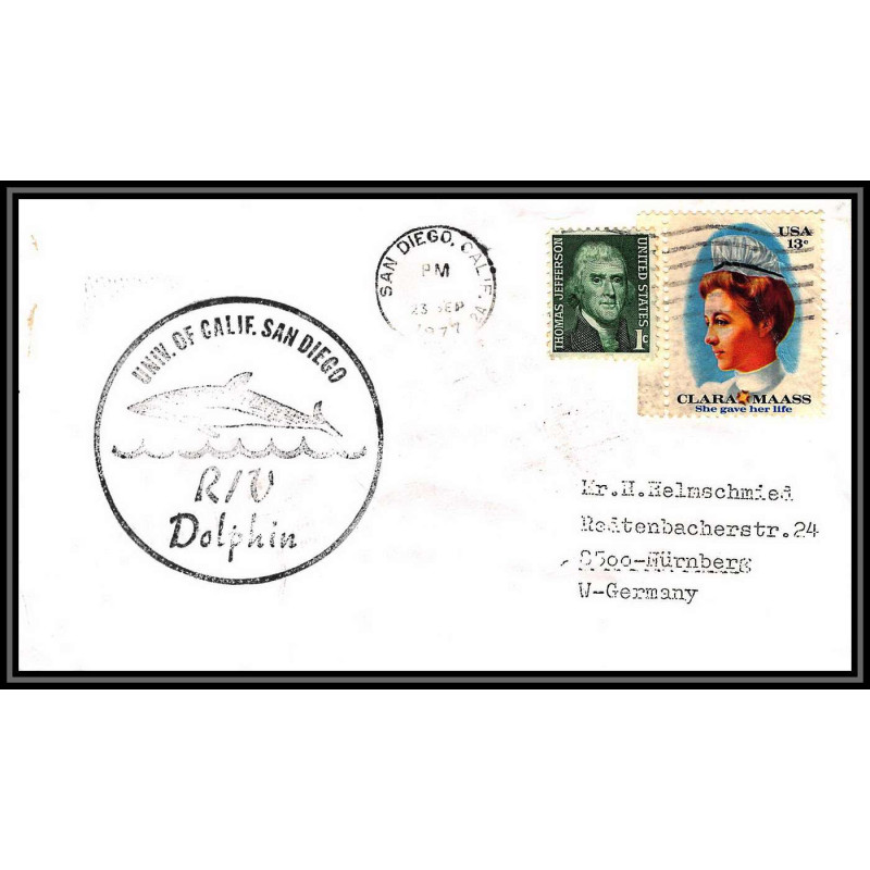 100201 r/v dolphin 1977 san diego usa naval navale lettre cover