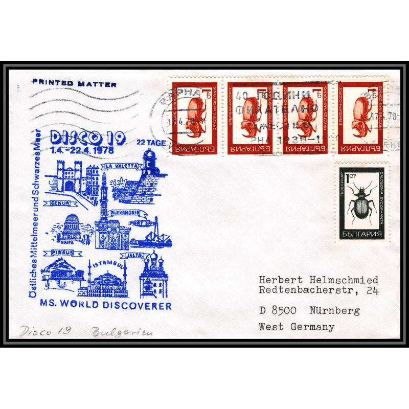 100318 bulgarie Bulgaria cruise 1978 ms world discoverer disco 19 maritime Schiffspost lettre cover