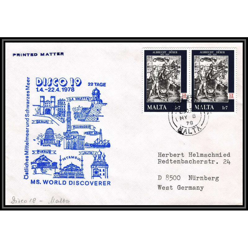 100320 malte malta cruise 1978 ms world discoverer disco 19 maritime Schiffspost lettre cover