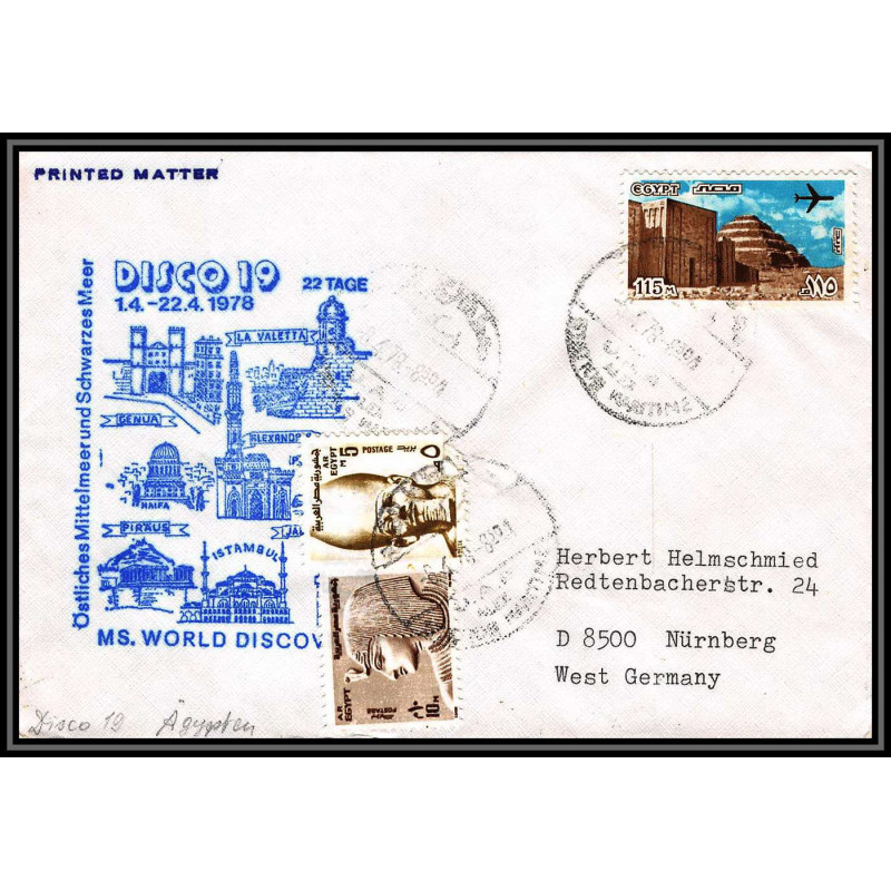 100321 egypte egypt cruise 1978 ms world discoverer disco 19 maritime Schiffspost lettre cover