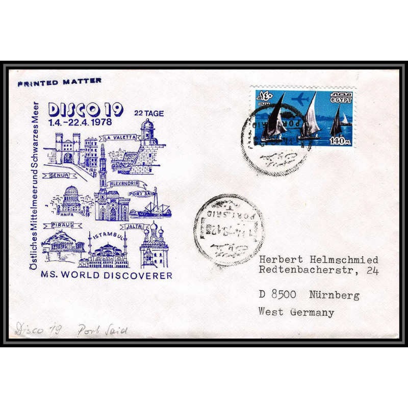 100323 egypte egypt cruise 1978 ms world discoverer disco 19 maritime Schiffspost lettre cover