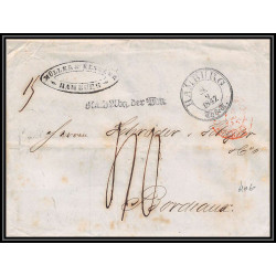 100521 LAC hamburg allemagne germany 1847 pour bordeaux maritime Schiffspost marque postale entrée france lettre