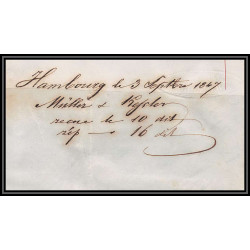 100521 LAC hamburg allemagne germany 1847 pour bordeaux maritime Schiffspost marque postale entrée france lettre