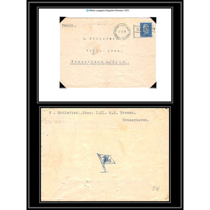 100725 allemagne reich germany deutch amerik seepost bremen 1929 maritime Schiffspost lettre cover