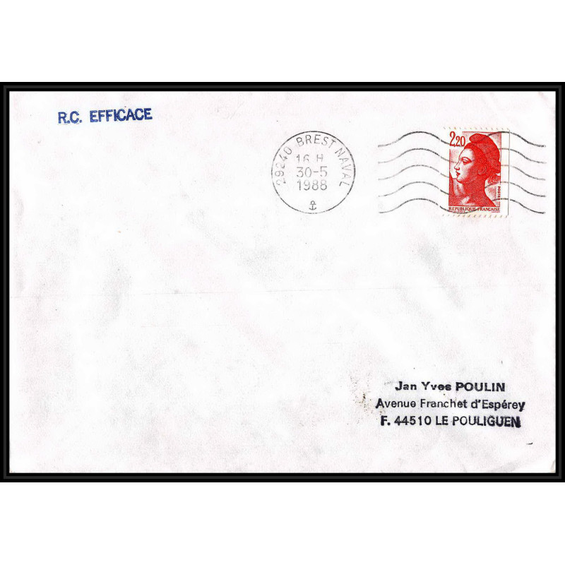 100989 rc efficace 1988 france naval navale lettre cover