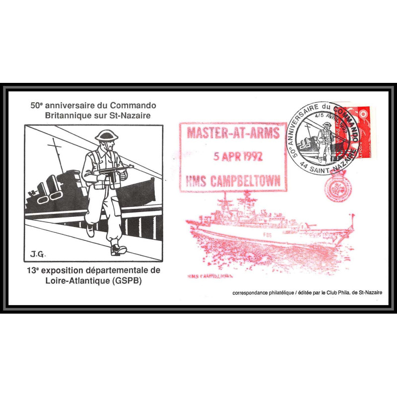 100991 master at arms hms campbeltown 1992 st nazaire france naval navale lettre cover