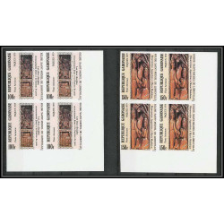 90025c Gabon (gabonaise) Non dentelé ** MNH Imperf N°219/220 sculptures eglises (church) paques Easter bloc 4