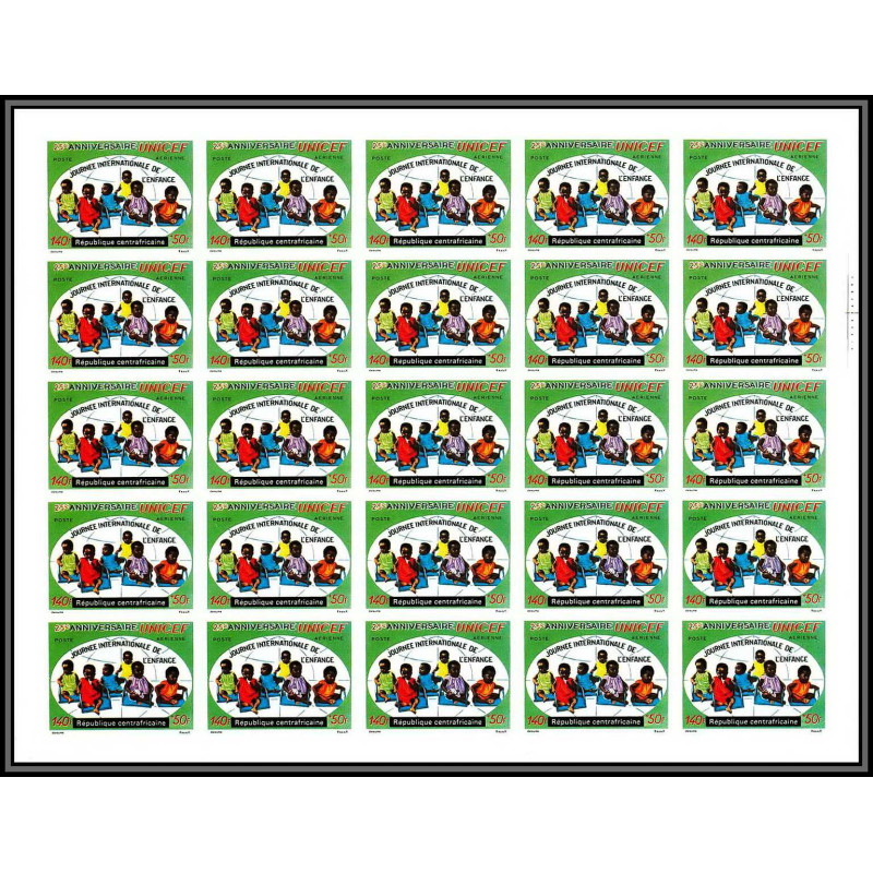 90078 république centrafricaine Non dentelé ** MNH ImperfN°97 unicef feuille sheet