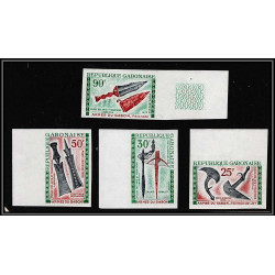 90133 Gabon PA N°98/101 armes weapons 1970 Essai (proof) Non dentelé ** MNH Imperf + epreuves bloc 4