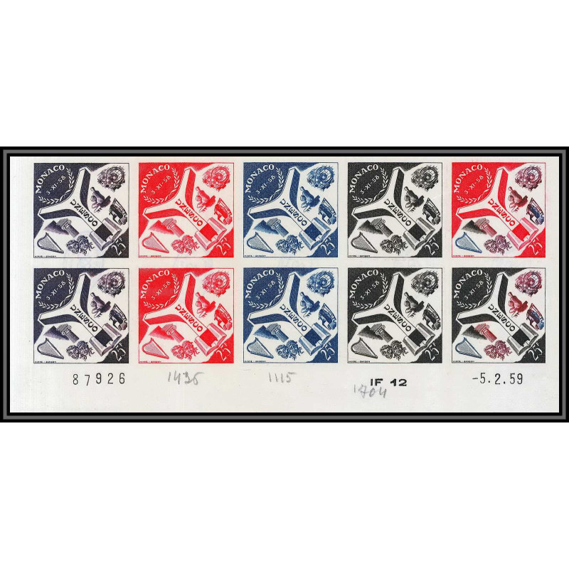 90198c Monaco N°511 PALAIS UNESCO éducation enfant child Essai (proof) Non dentelé ** MNH Imperf bloc 10