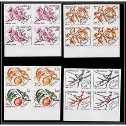 90230 Monaco Essai proof Non dentelé imperf ** MNH N°74/77 le pêcher (peach tree) fleurs flowers bloc 4