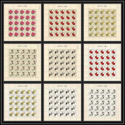 437 bhutan (bouthan) MNH ** Yvert N° 101 / 109 Mi 130-138 fleurs flowers 1967 feuilles sheets