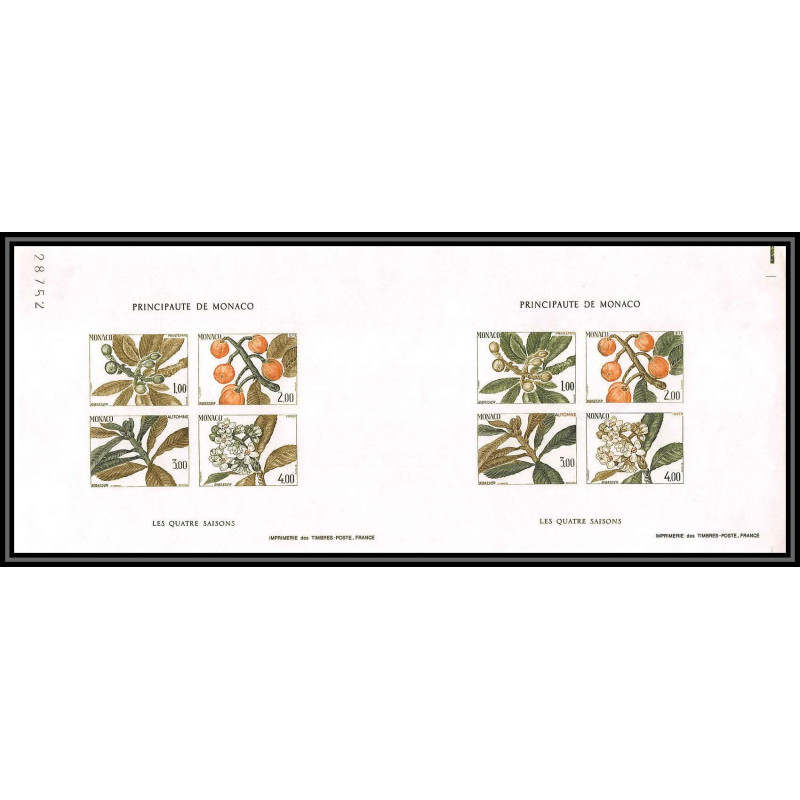 90296a Monaco N°31 4 saisons seasons bibassier Néflier Japon loquat Essai proof Non dentelé imperf ** MNH arbre tree