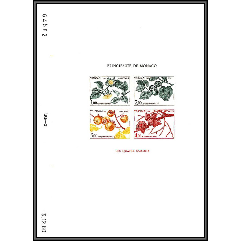 90308a Monaco BF 20 saisons été summer plaqueminier kaki Persimmon arbre tree Essai proof Non dentelé imperf ** feuille