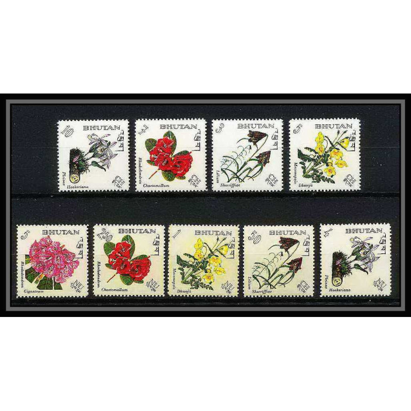 437a bhutan (bouthan) MNH ** Yvert N° 101 / 109 Mi 130-138 fleurs flowers 1967 