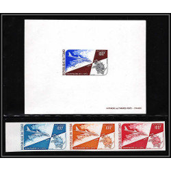 90540a Tchad N°154 avion plane airmail upu Essai proof Non dentelé imperf ** MNH épreuve de luxe bande 3 strip