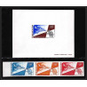 90540a Tchad N°154 avion plane airmail upu Essai proof Non dentelé imperf ** MNH épreuve de luxe bande 3 strip