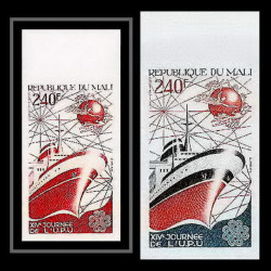 90553g Mali N°481 upu titanic bateau boat 1983 Essai proof + Non dentelé imperf ** MNH bande 3 strip satellite telecom