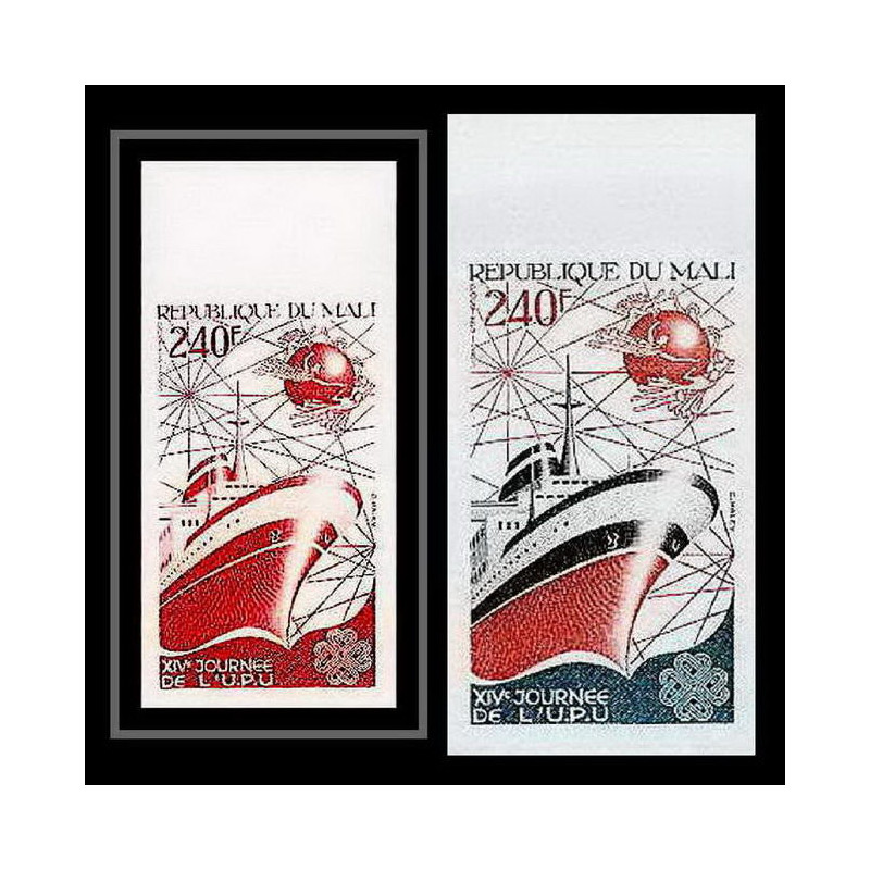 90553g Mali N°481 upu titanic bateau boat 1983 Essai proof + Non dentelé imperf ** MNH bande 3 strip satellite telecom
