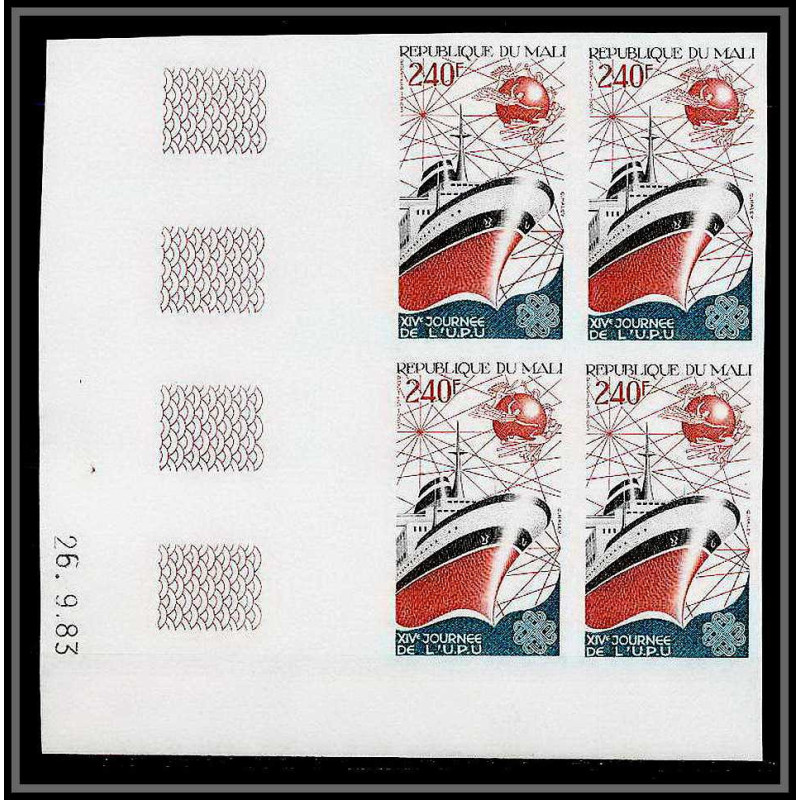 90554a Mali N°481 upu titanic bateau boat 1983 Non dentelé imperf ** MNH satellite telecom coin daté